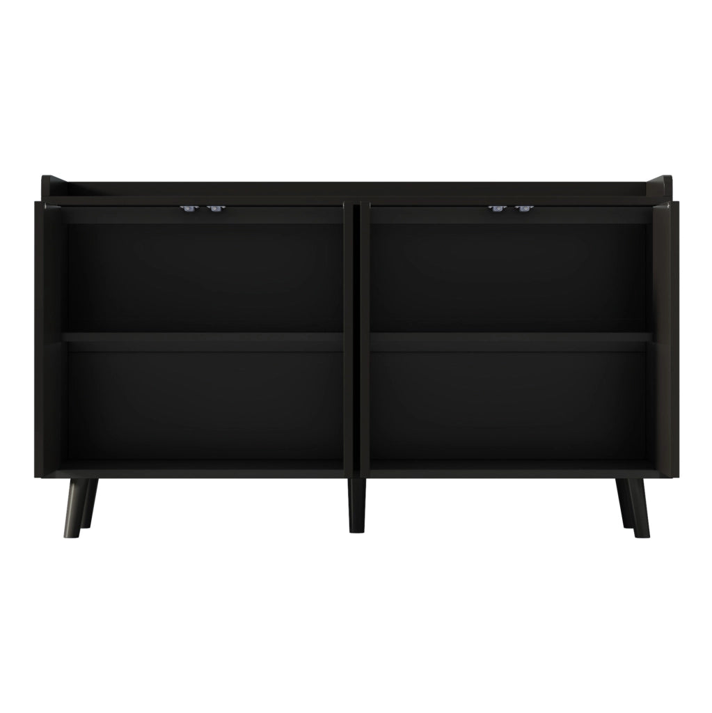 Credenza da cucina con 4 ante e ripiani regolabili 140 x 40 x 84 cm; in MDF nero