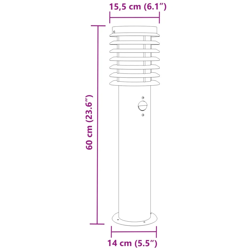 Lampada da Terra per Esterni Sensore Argento 60 cm in Acciaio 4006365