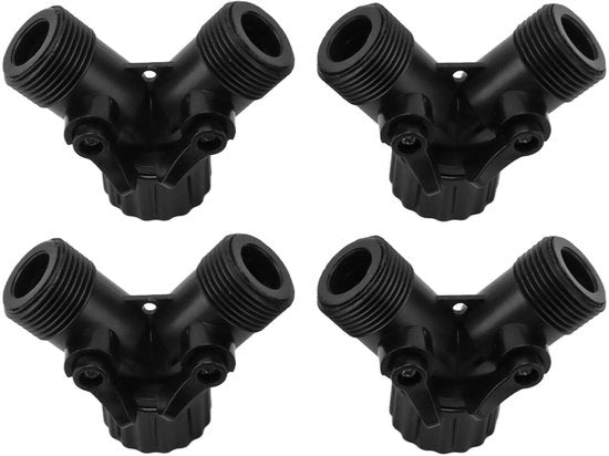 Adattatore a Y per tubi - 2 vie - 4 pezzi - Connettore di tubo - Esterno - Plastico - Utile per l'uso contemporaneo - Codice prodotto: Slangadapter - Modello: Kraansplitter 2-weg Y-vorm