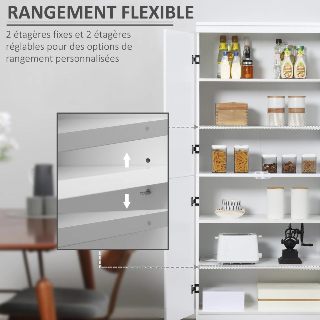 Armadio Buffet con 4 Porte e 6 Ripiani ¨C zephmum ¨C Bianco 76x40x177 cm