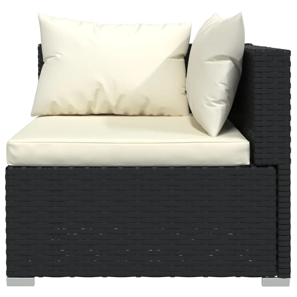 Set Divani da Giardino 9 pz con Cuscini in Polyrattan Nero 3102287