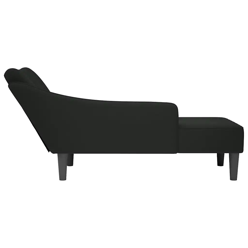 Sdraio con Bracciolo Destro in Velluto Nero 4009797