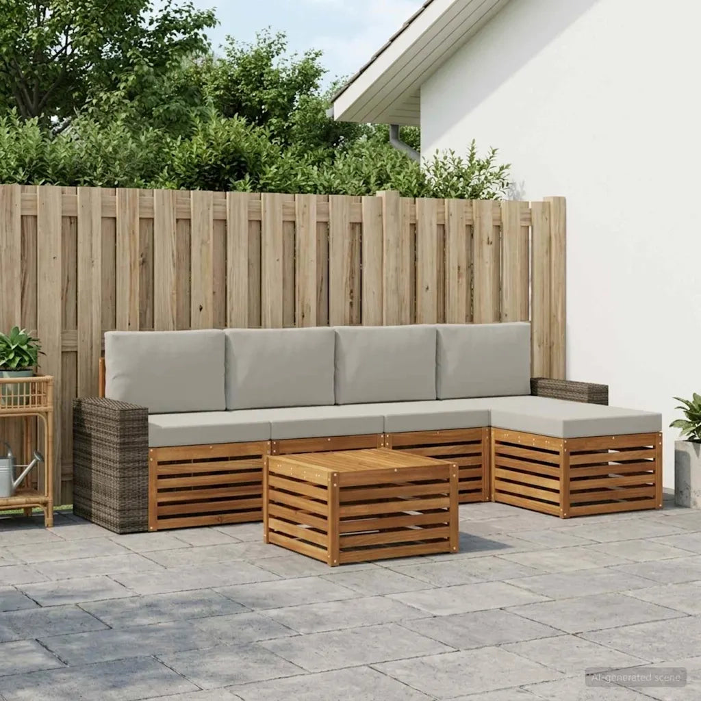 Set di divani da esterno 6 pcs Naturale e Grigio Chiaro 3384277