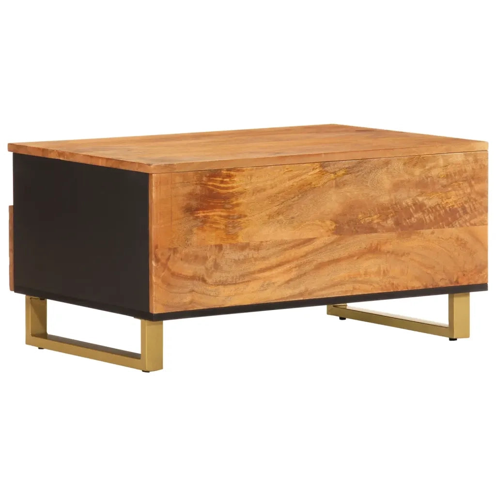Tavolino da Salotto-Tavolino da soggiorno-Tavolo Marrone e Nero 80x54x40 cm Legno di Mango