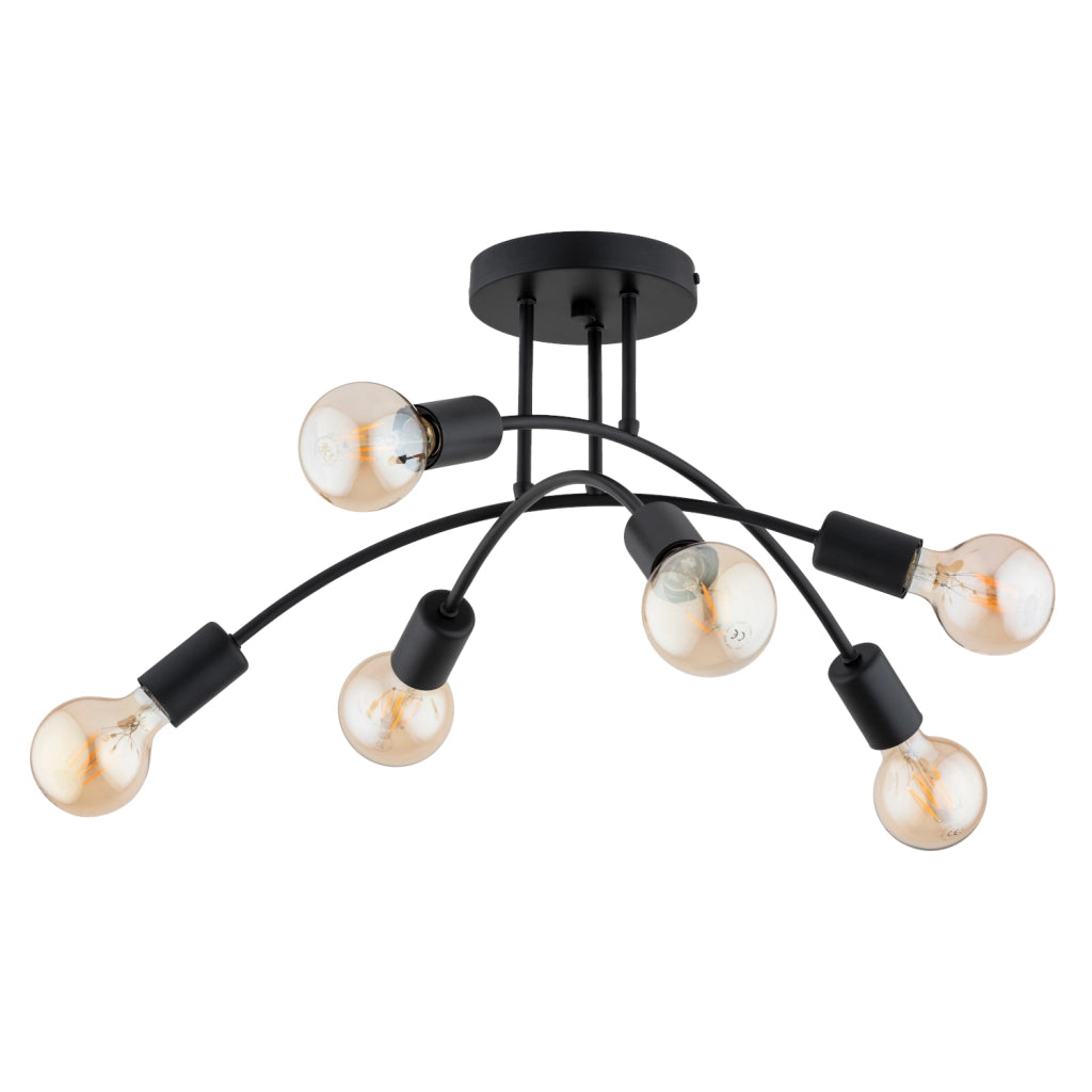 Plafoniera loft nera metallo Alfa Lanti 6xE27 55cm