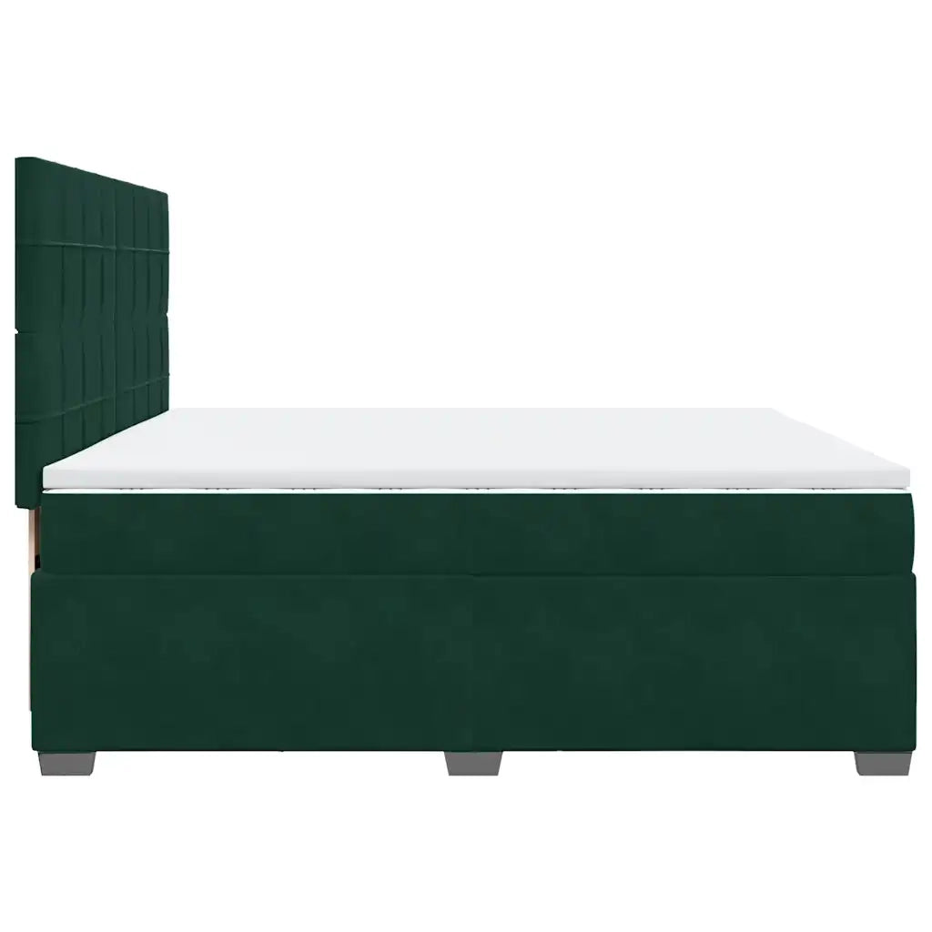 Giroletto a Molle con Materasso Verde Scuro 200x200 cm Velluto 3291005
