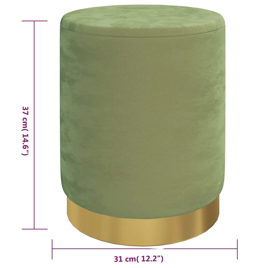 Sgabello Rotondo con Contenitore Verde Senape in Velluto 31 x 37 cm 340292