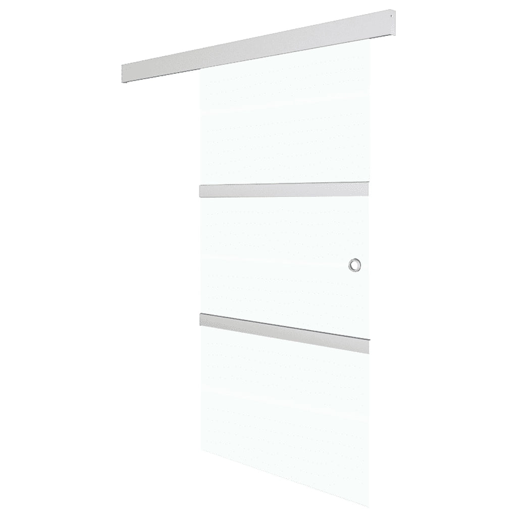 Porta Scorrevole con Fermi in Vetro ESG e Alluminio 76x205 cm 288061
