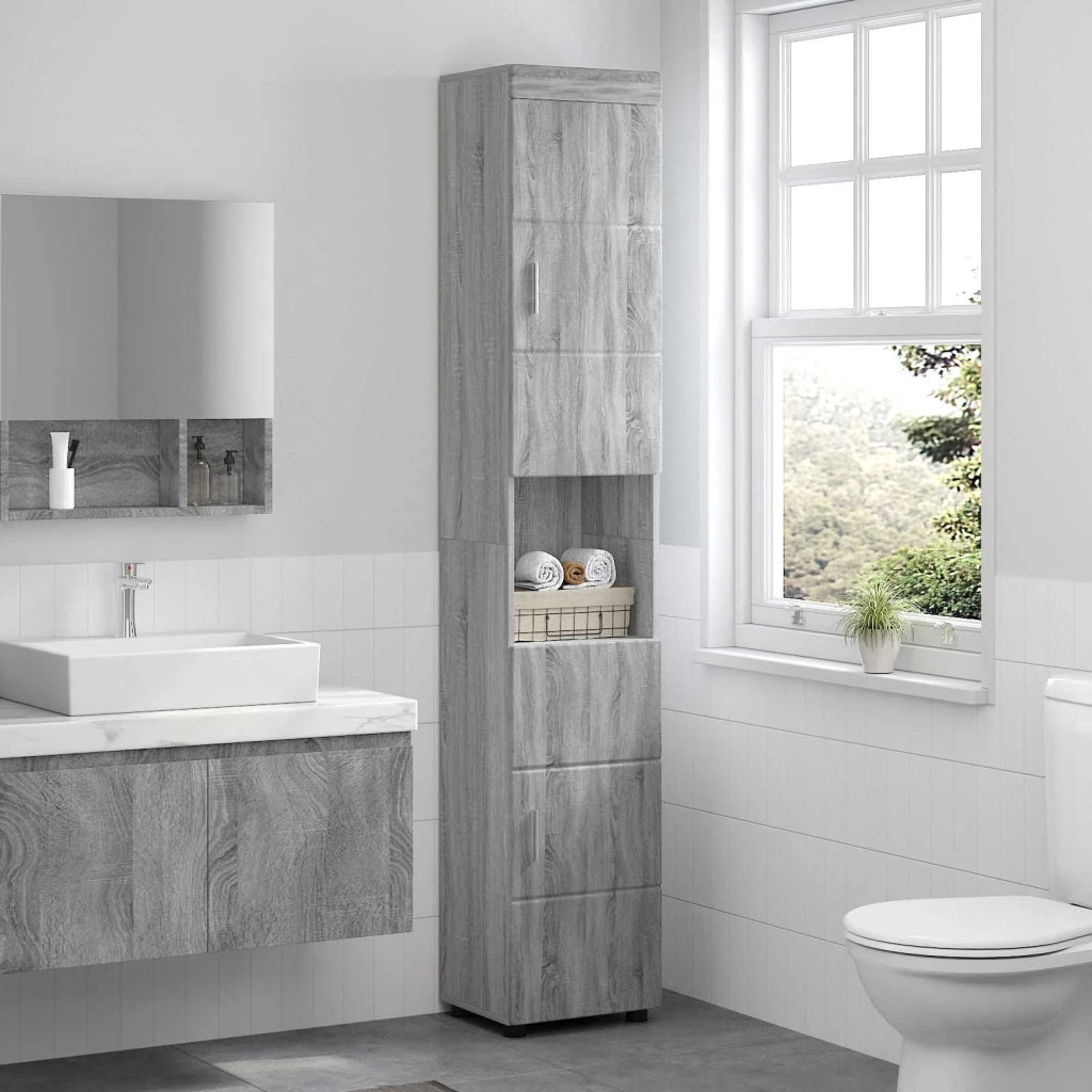 Set di Armadi da Bagno TULUM Grigio Sonoma 37 x 31,5 x 203 cm 880357