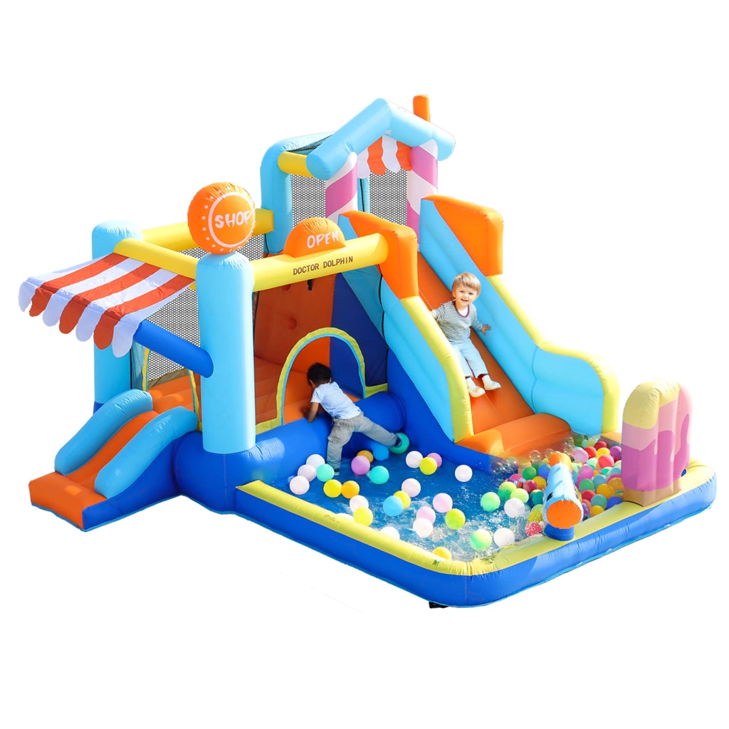 [Con soffiatore] Castello gonfiabile per bambini, parco acquatico multifunzionale all'aperto + trampolino, scivolo d'acqua, piccolo scivolo, fontana,