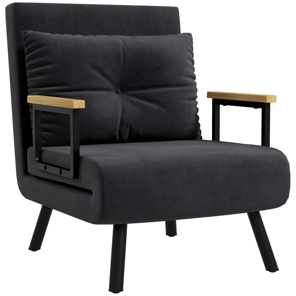 Poltrona Letto Reclinabile con Cuscino ¨C Minimal ¨C Nero 63x73x81 cm