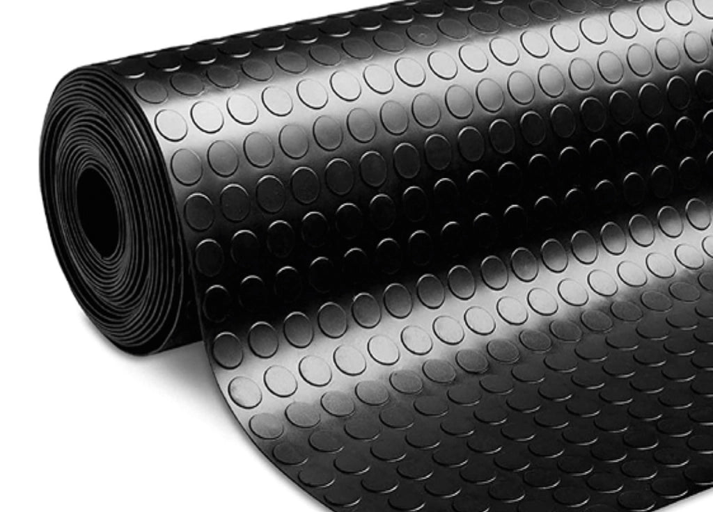 Tappeto Rivestimento Pavimento Gommato PVC Con Bolle Colore Nero Bollato - 100x50 - Floor Nero