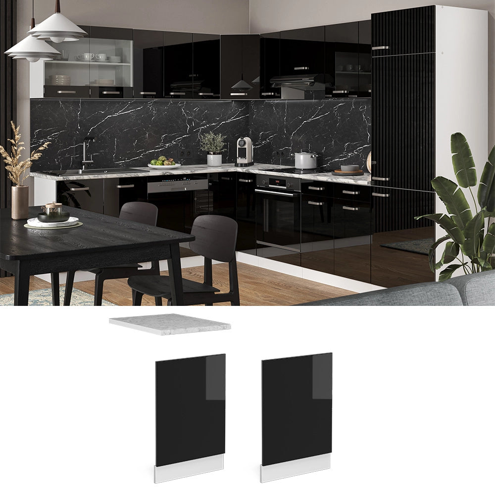 Vicco Pannello frontale Nero lucido 45 cm senza piano di lavoro