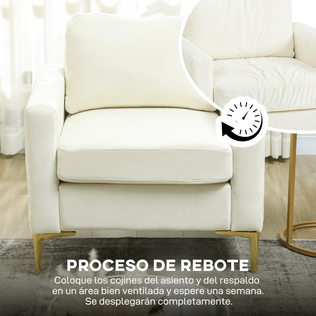 Poltrona in Velluto Acolchato ¨C Minimal ¨C Crema 81x77x81 cm