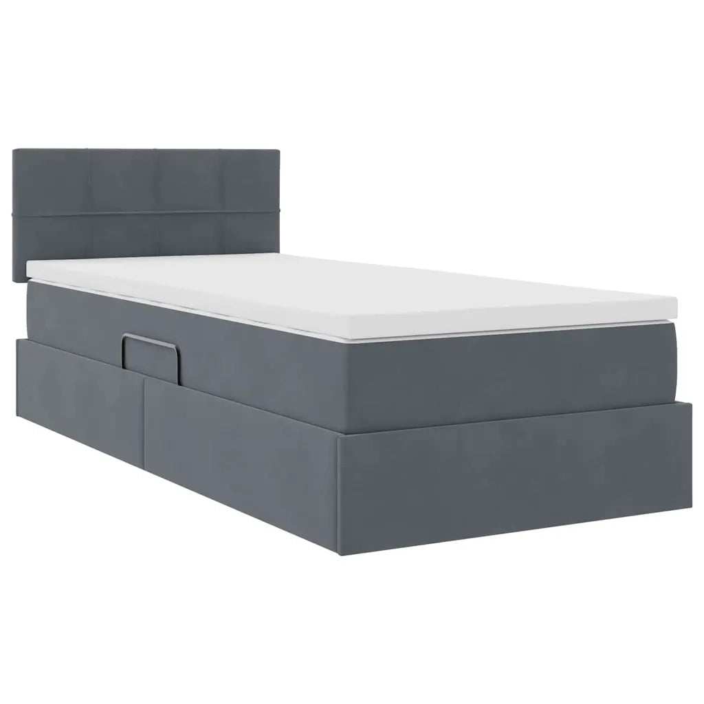 Letto con contenitore e LED Grigio scuro 100 x 200 cm Velluto 3371374