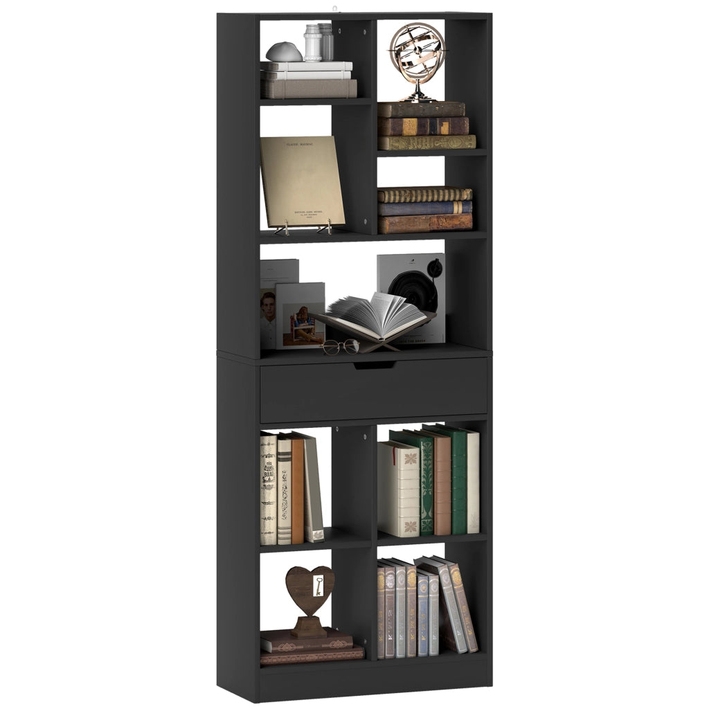 Libreria in Legno con Cassetto ¨C Minimal ¨C Nero 60x26x158