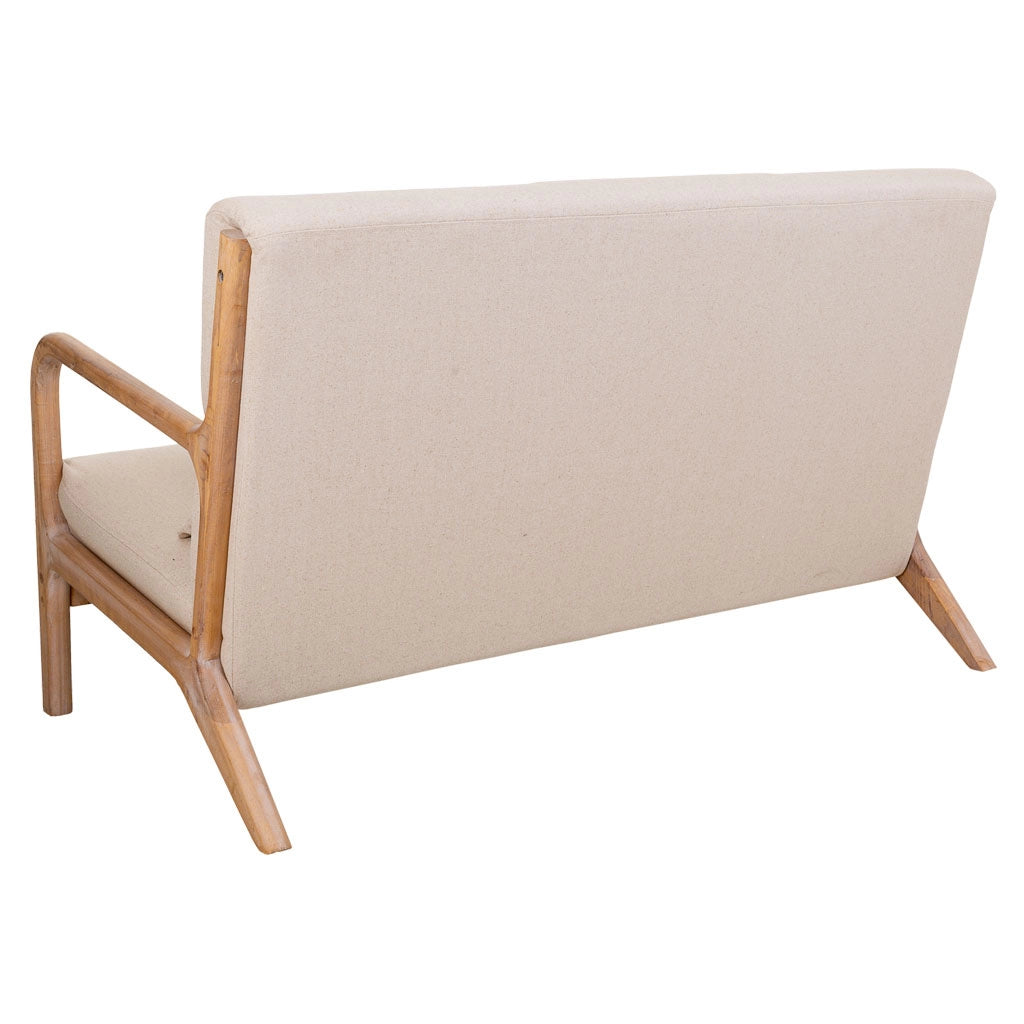 Divano in legno imbottito color panna 122x85x74h
