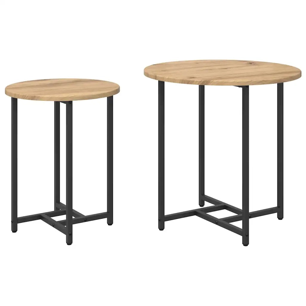 Set tavolini 2 pcs Rovere Artigianale e Nero 869701