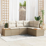 Set Divano da Giardino 4 pcs Beige e Crema Polyrattan 3356746
