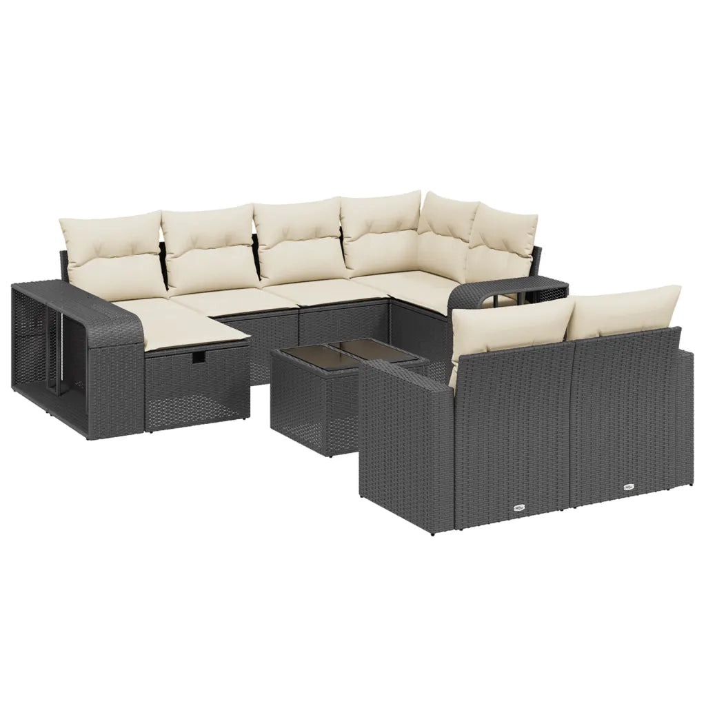 Set Divani da Giardino 11 pz con Cuscini in Polyrattan Nero 3266246