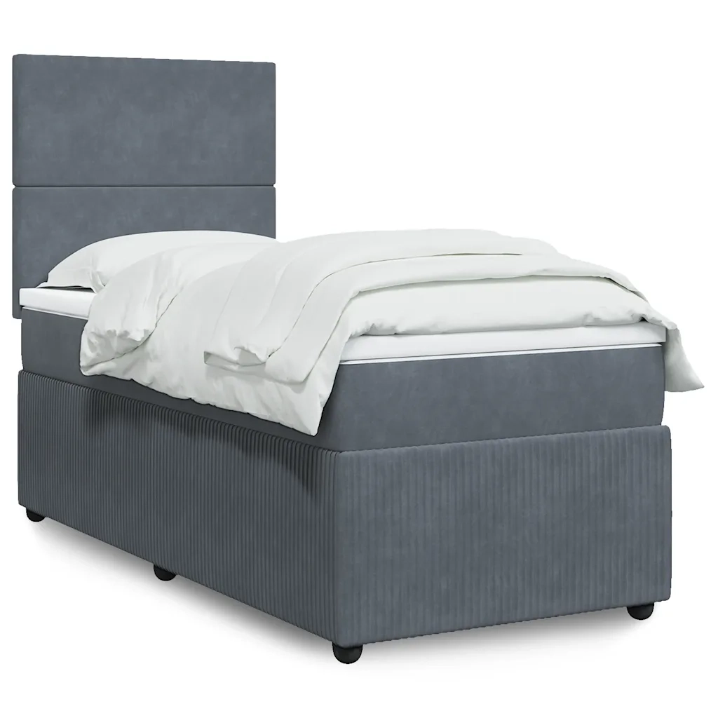 Giroletto a Molle con Materasso Grigio Scuro 90x190 cm Velluto 3292209