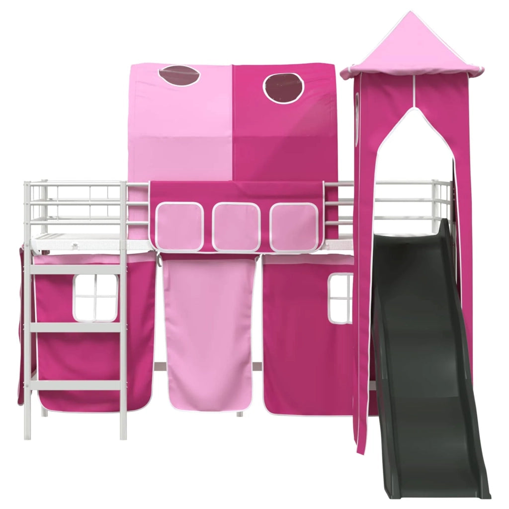 Struttura del letto loft per bambini Bianco e Rosa Metallo