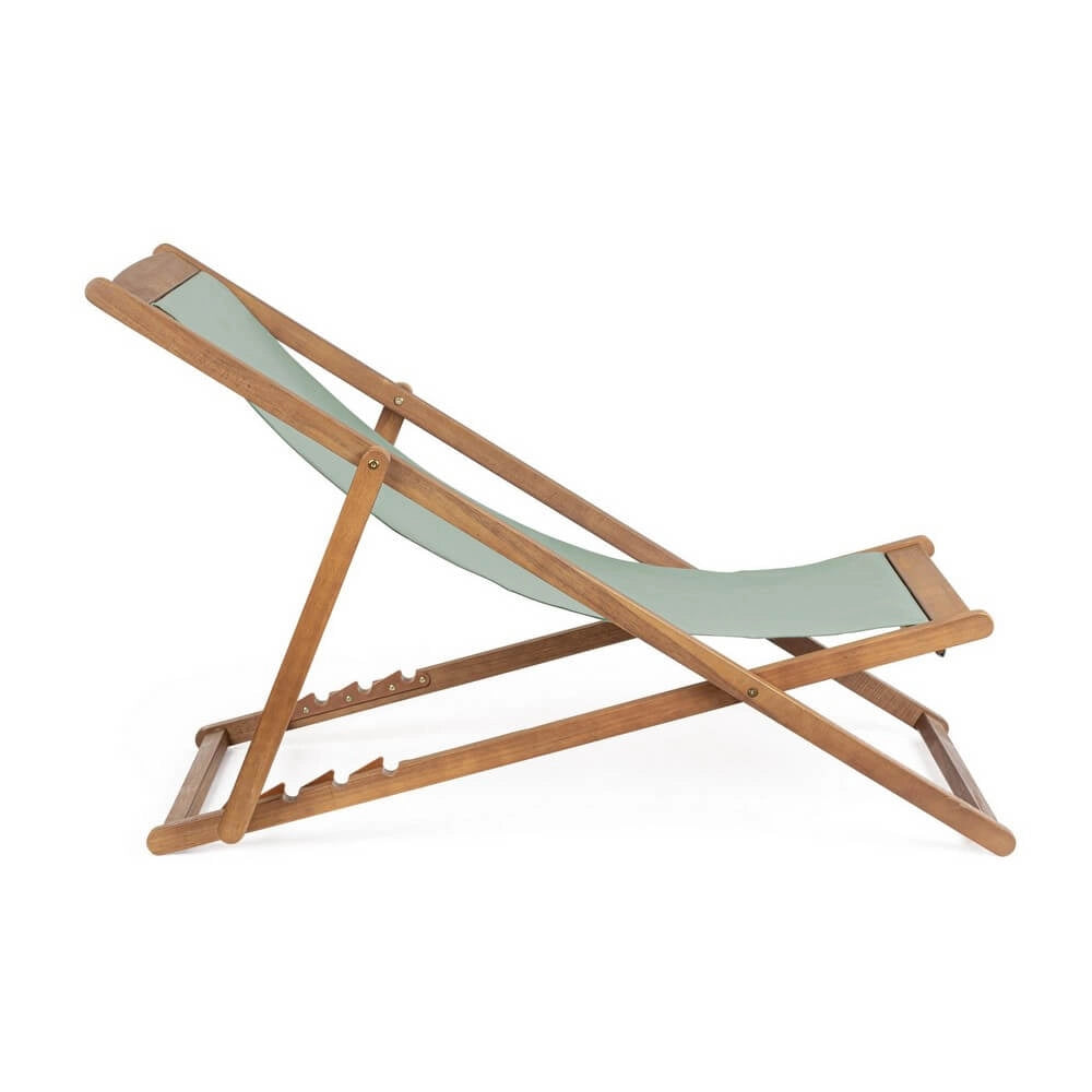 Set di 4 Sdraio Relax Pieghevoli in Legno di Acacia con Tessuto - SERENITY