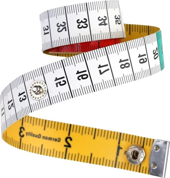 Tela di PU morbido con chiusura a nodi Meetlint 18 x 150 cm - misurazioni precise per cucire e corpo - scala in pollici e centimetri.
