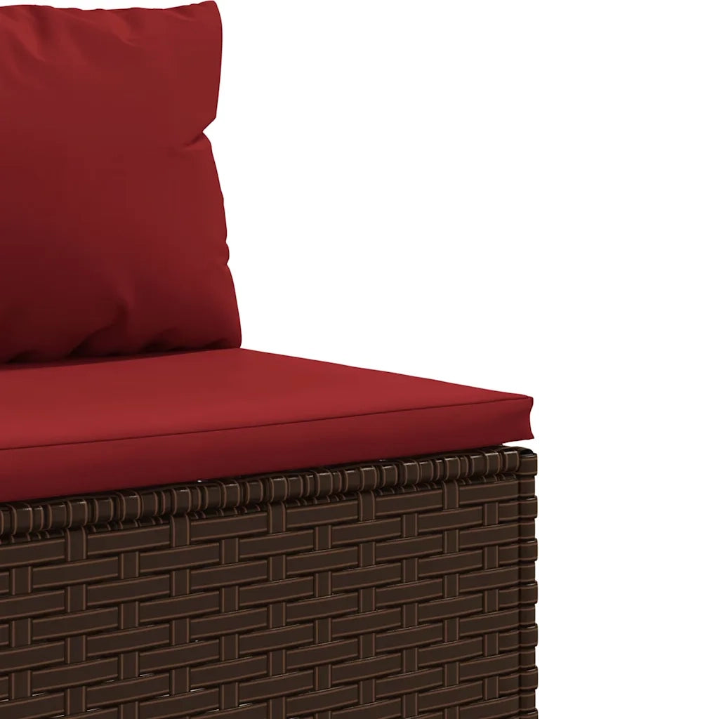 Set Mobili da Giardino 6pz con Cuscini in Polyrattan Marrone