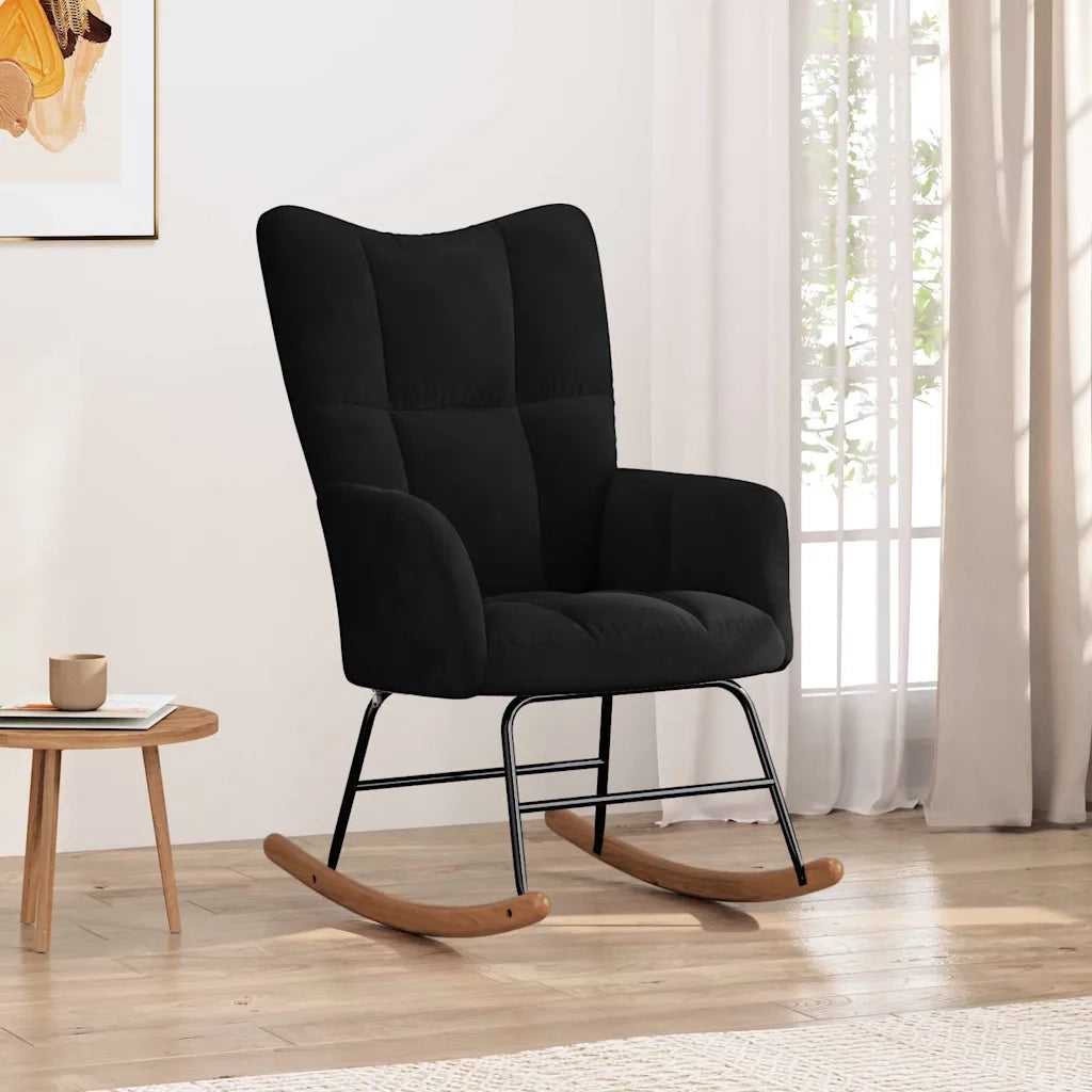 Sedia a Dondolo Nera in Velluto CFW3209044
