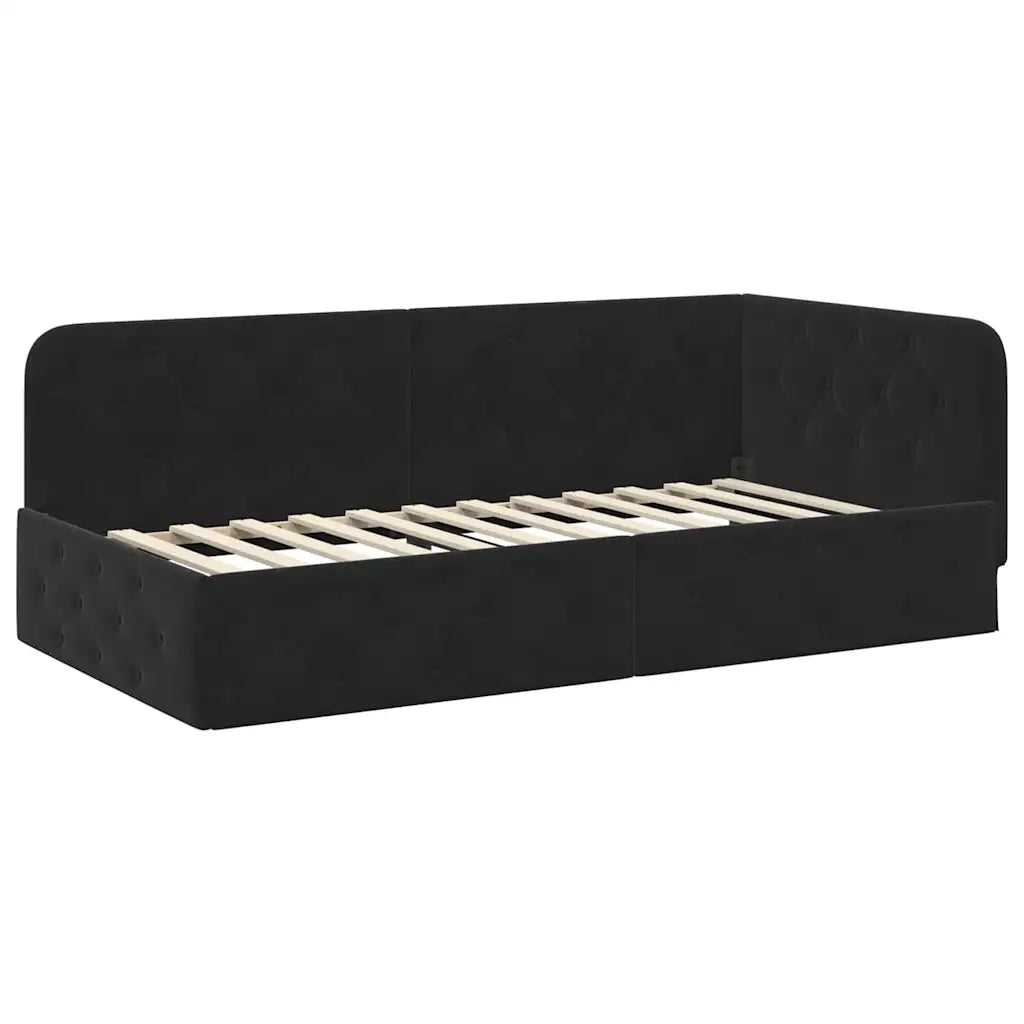 Cornice del letto ad angolo Nero 100 x 200 cm Velluto 42016548