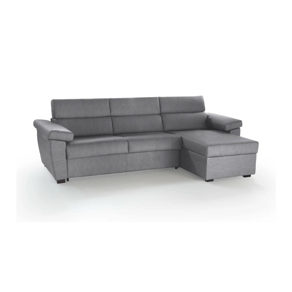 Priverno, Divano Letto con Penisola Sfoderabile Made in Italy, 285x160 cm Grigio