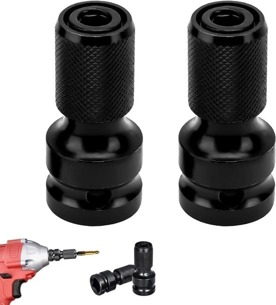 2 pezzi adattatore da 1/4 pollici a 1/2 pollici con testa a 4 facce per trapano a percussione