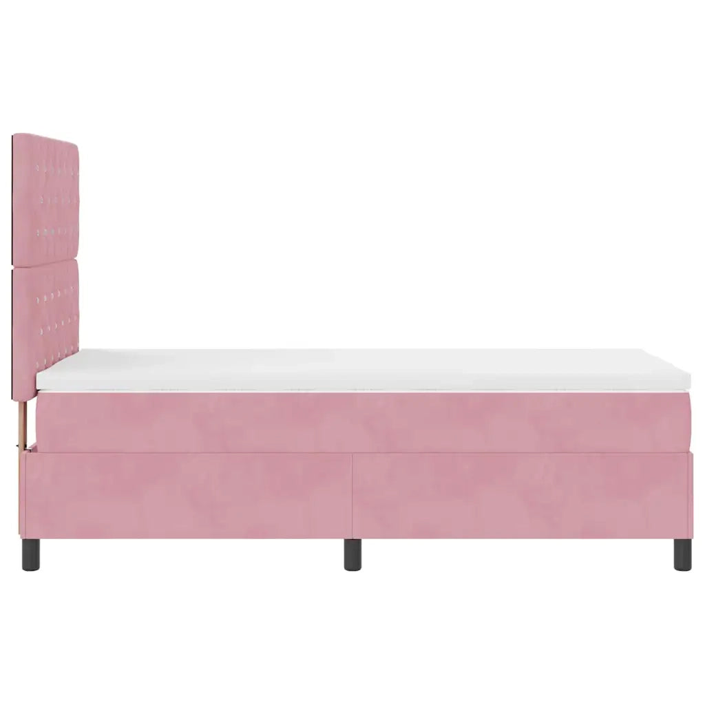 Letto a Sorgente LED con materasso Rosa 90 x 190 cm Velluto 3343219