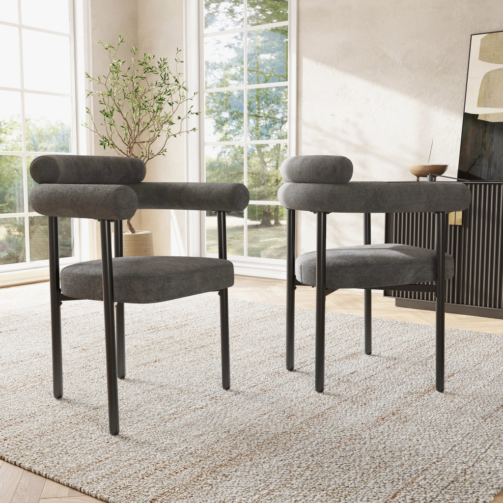 Set 4 Sedie da Pranzo in Velluto Grigio Scuro ¨C Xylo ¨C Seduta Imbottita, Stile Moderno