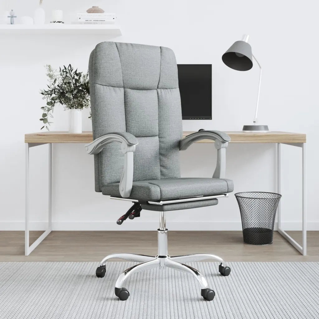 Poltrona da Ufficio Reclinabile Grigio Chiaro in Tessuto 349637