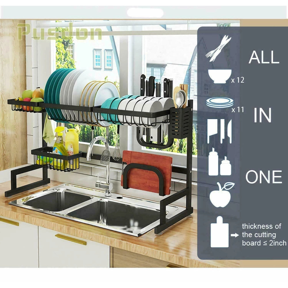 Trade Shop - Organizer Organizzatore Per Cucina Scolapiatti Scaffale Da Appoggio Ripiani 62cm -