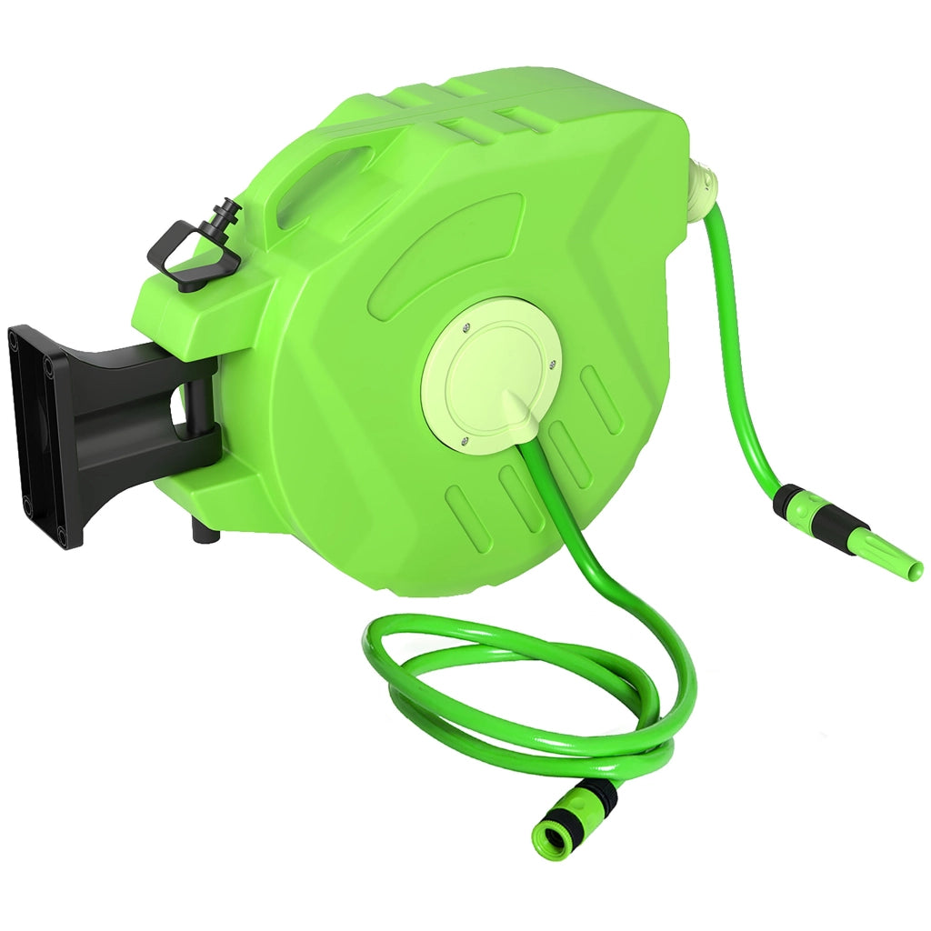 Avvolgitubo da Giardino Retrattile 15 m ¨C Minimal ¨C Verde Plastica