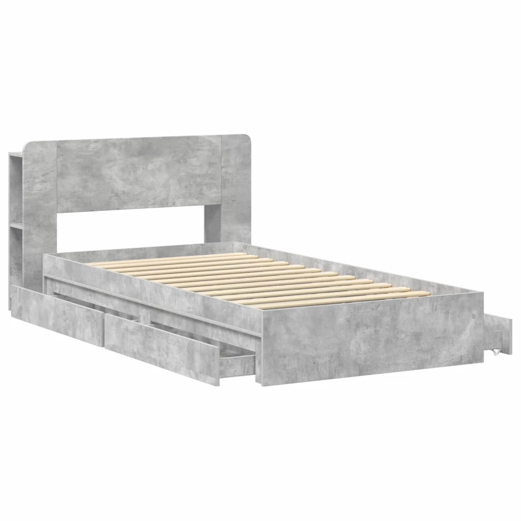 Telaio del letto con storage Grigio Cemento 100 x 200 cm