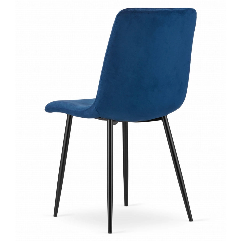 Sedia Turin in velluto blu notte con gambe nere
