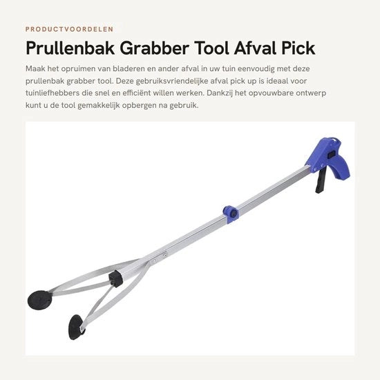 Strumento di raccolta rifiuti portatile - Opzioni di apertura e chiusura - Manico blu - Disegno ergonomico per la raccolta delle foglie di giardino