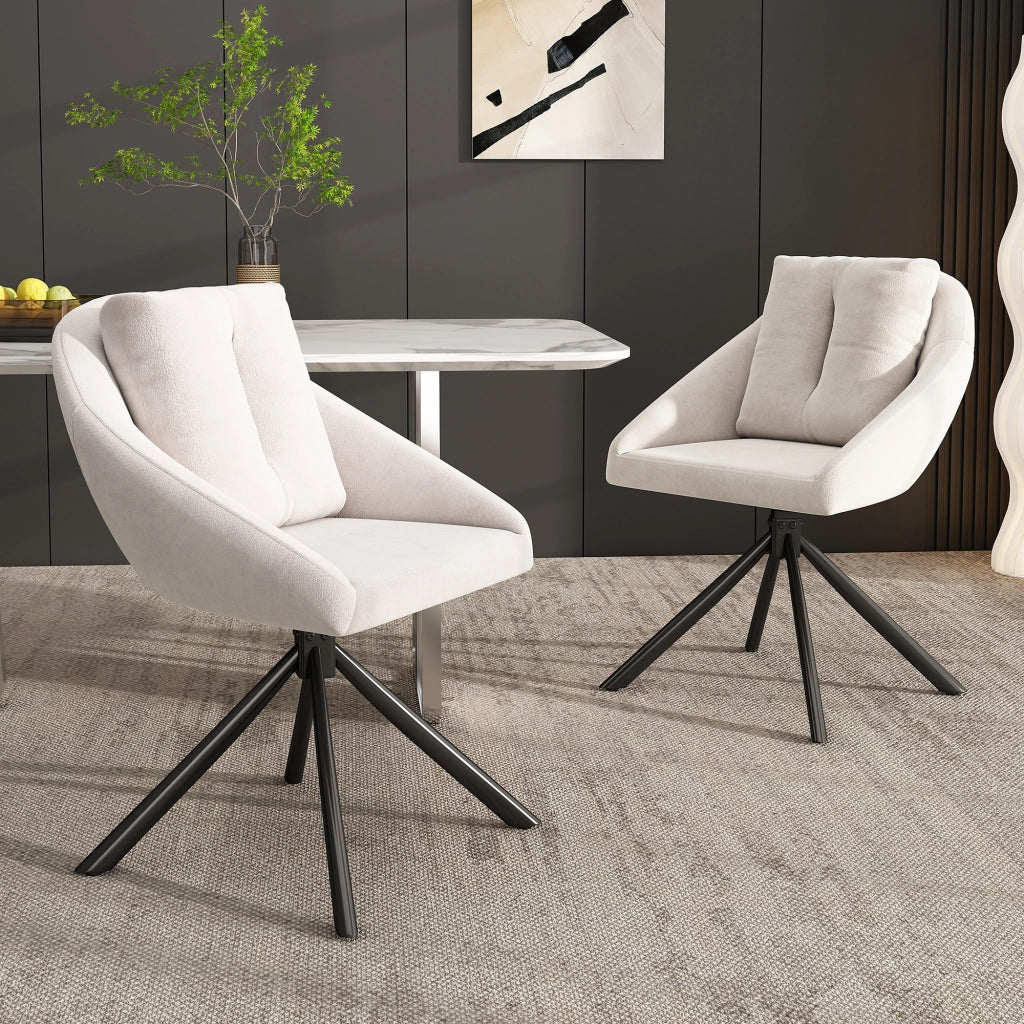 Sedia da Pranzo Girevole Imbottita in Velluto ¨C MINIMAL ¨C Beige, Set 4 Pezzi