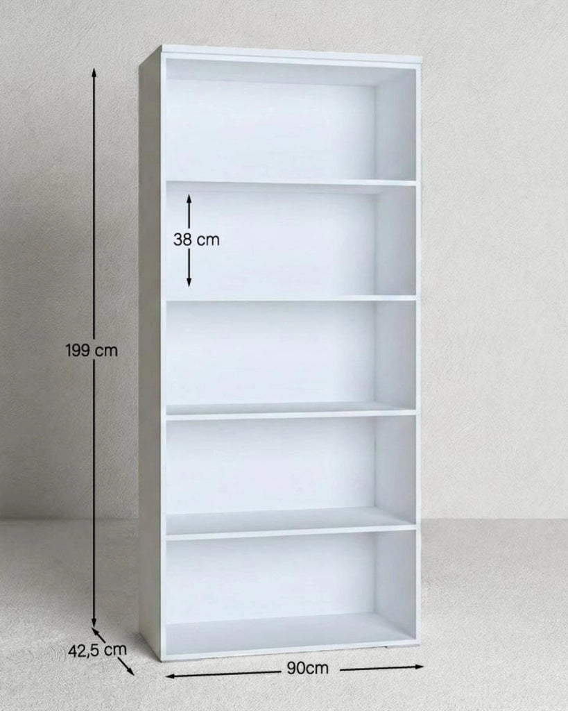 Armadio ufficio Florida - Mobile archivio 4 ante con serratura - 4 mensole incluse - L. 90 x H. 199 x P. 42,5 cm – Bianco_