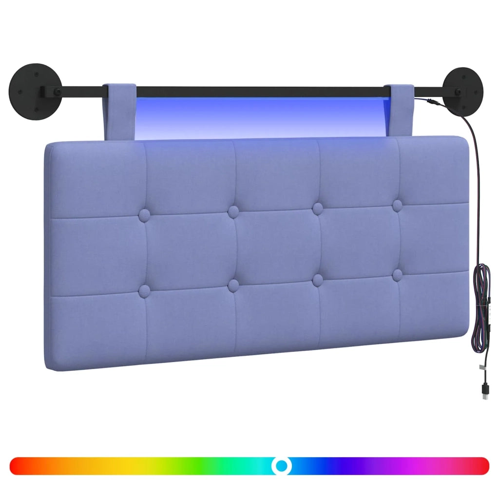 Testiera sospesa Con luce LED Blu jeans Tessuto 3424356
