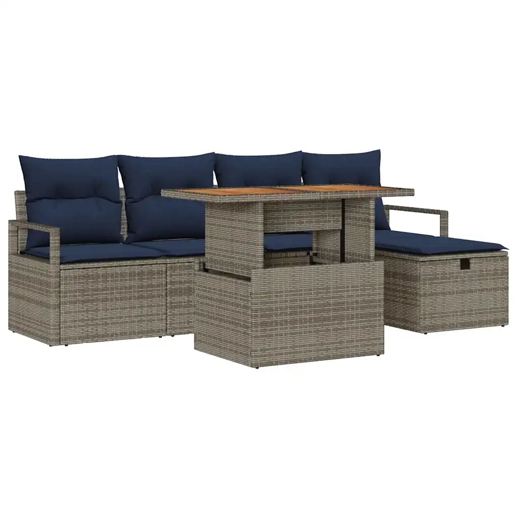 Set Divano da Giardino con cuscino 6 pcs Grigio polyrattan 3359993