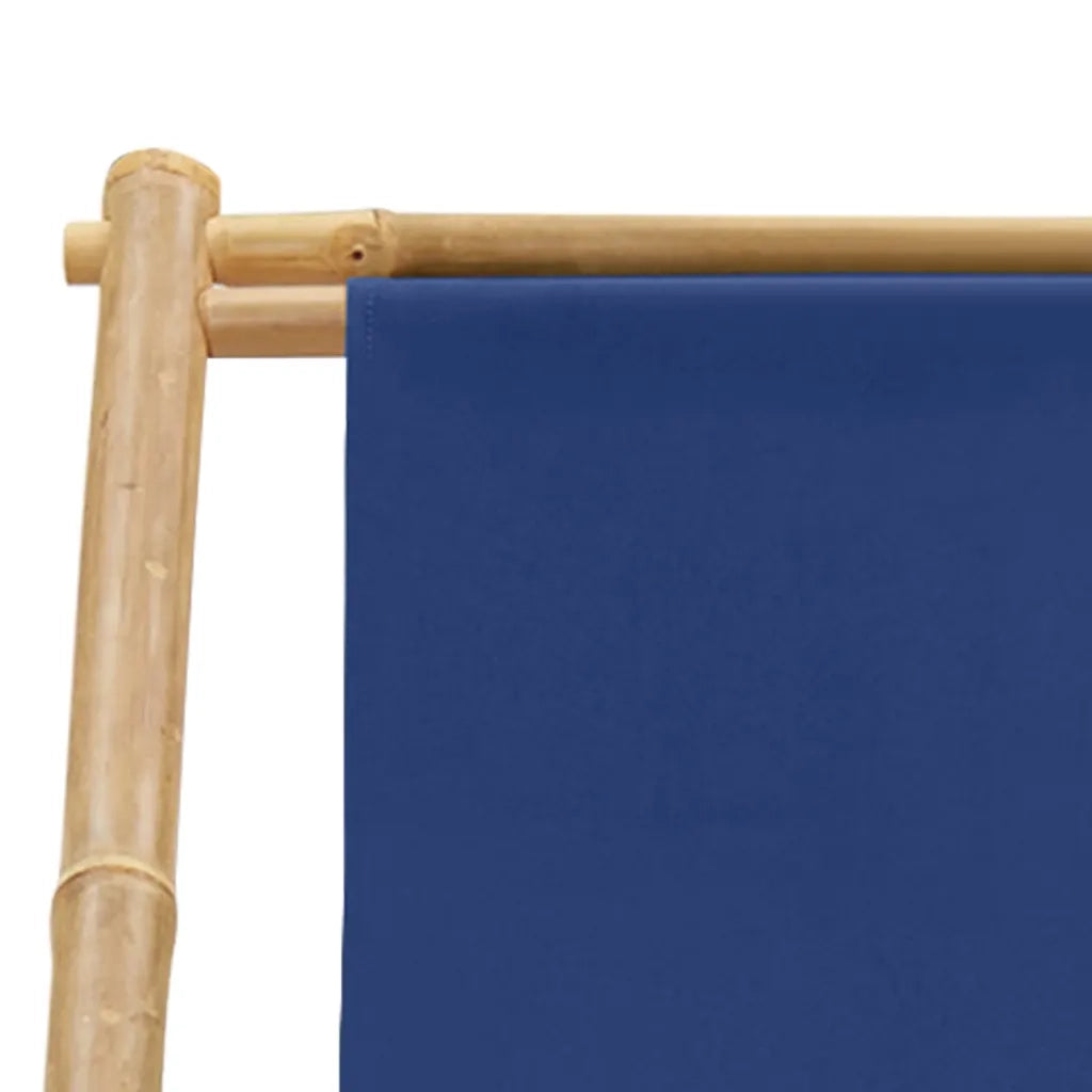Sedia a Sdraio in Bambù e Tela Blu Marino 313019