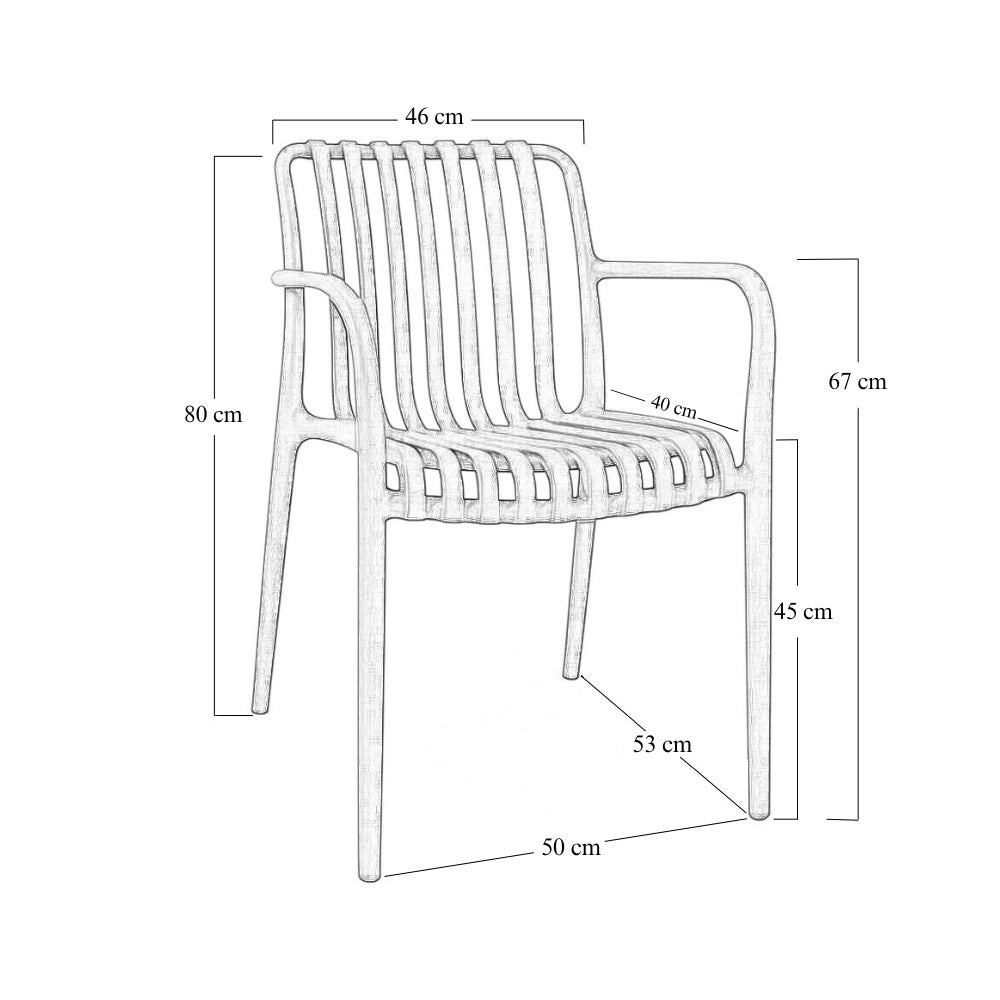 Sedia Iside da esterno in plastica bianca comfort premium con braccioli