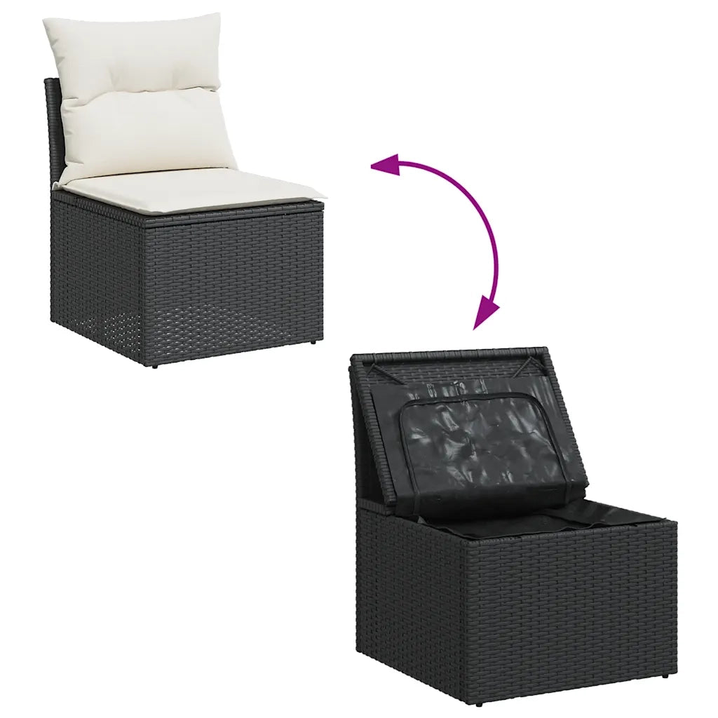 Set Divani da Giardino con Cuscini 8 pz Nero in Polyrattan 3326197