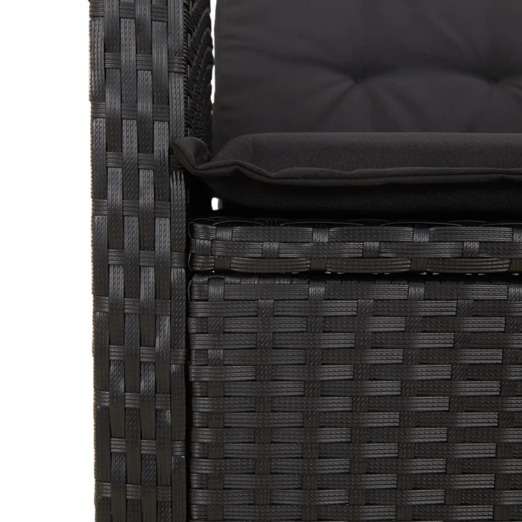 Set da Pranzo da Giardino 2 pz | Set Salotto da Giardino con Cuscini Nero in Polyrattan
