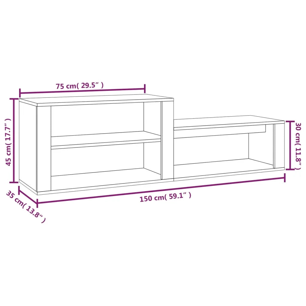 Scarpiera | Mobile per scarpe Grigio Cemento 150x35x45 cm in Legno Multistrato